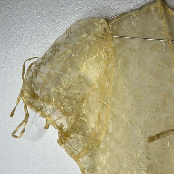 NWT By Anthropologie Sheer Short-Sleeve Organza Maxi Dress Canary Medium - Picture 4 of 14